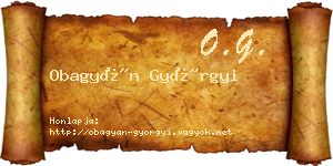 Obagyán Györgyi névjegykártya